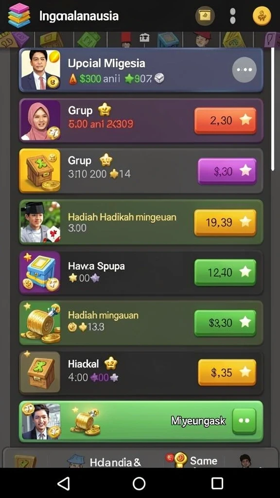 Screenshot fitur sosial yang menunjukkan interaksi antar pemain.
