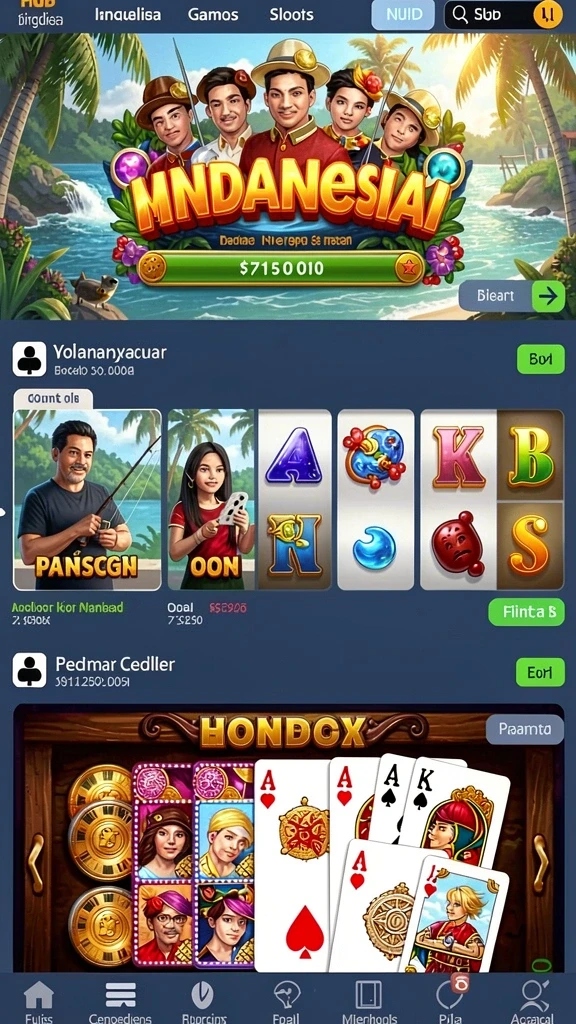 Tampilan awal layar dengan berbagai pilihan slot.