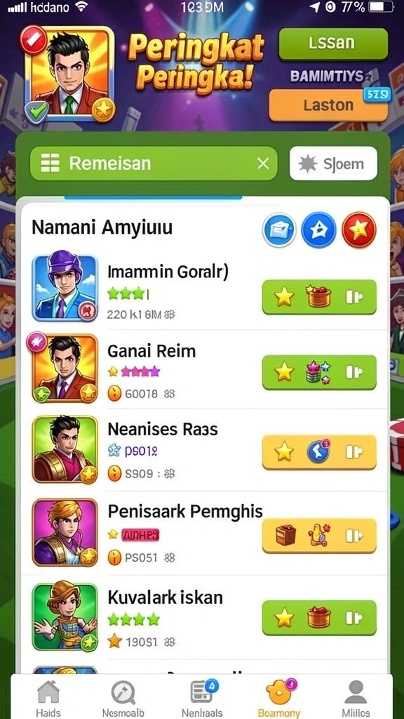 Tampilan utama aplikasi dengan pilihan permainan yang menarik.
